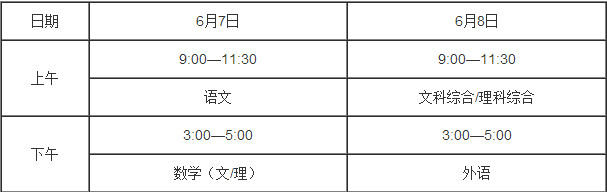 2016北京高考時間及科目安排公布1