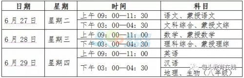 2017年內(nèi)蒙古包頭中考時間2017具體時間：6月27-29日2