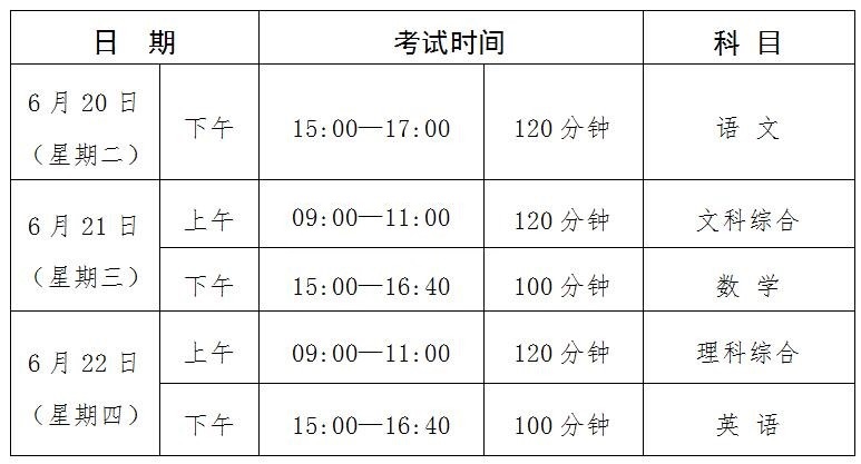 2017廣東汕尾中考時(shí)間為6月20-22日1