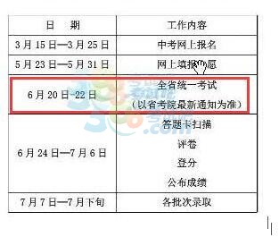 2017年廣東茂名中考時(shí)間安排表（6月20日-22日）1