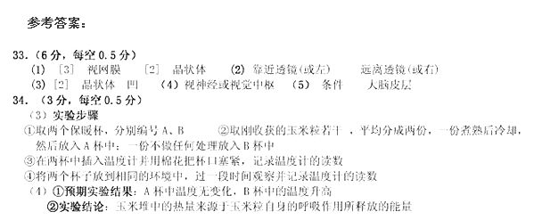 2017年中考生物備考模擬試題及答案(4)2