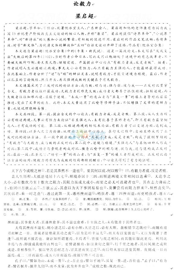 2016年成人高考專(zhuān)升本大學(xué)語(yǔ)文議論文試題及答案(9)1