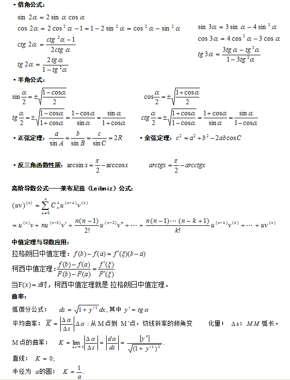 2017成人高考專升本《高等數(shù)學(xué)》知識(shí)點(diǎn)梳理(2)1