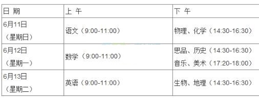 2017山東日照中考時(shí)間：6月11-13日1