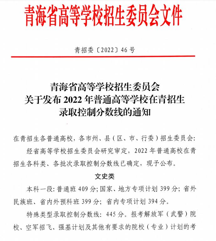 快速看過來2022年青海高考分數(shù)線公布